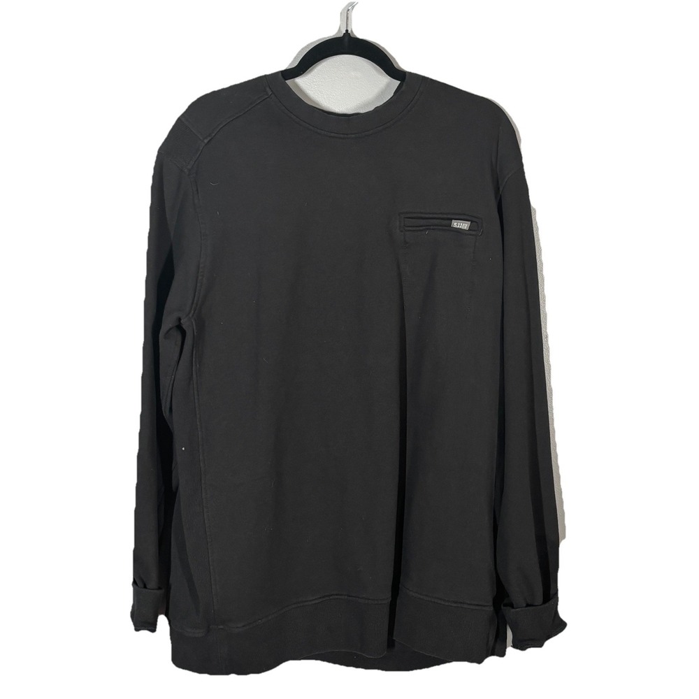 5.11 Tactical Sweatshirt Mens 2XL Black Crewneck Fleece Chest Pocket Logo Cozy